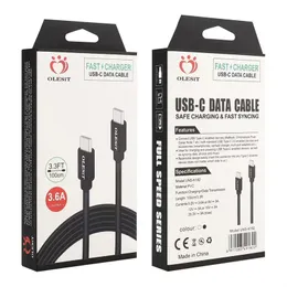 Cabos de telefone celular Cabos de carregamento rápido 3 pés 6 pés 10ft micro USB 5pin tipo C Sincroniza o cabo do carregador de telefone para smartphone samsung huawei tipo C para tipo C Box Caixa de varejo