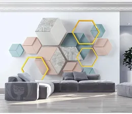 Duvar Kağıtları Özel Duvar Kağıdı 3D Modern Minimalist Geometrik Mermer Oturma Odası Yatak Odası Duvar Dekorasyonu Duvar Duvar Kağıdı