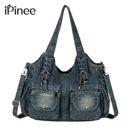 Bags Ipinee Women's Denim Bag Y2k Vintage Blue Jean Purse and Handbags Crossbody Shoulder Wallet Large Capacity