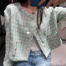 Women's Jackets Designer Brand 23 Spring and Autumn Plaid Woven Thin Wool Double Breasted Temperament Celebrity Commuter Chic Short Coat Girl X6LZ