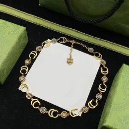 Gold and silver gemstone sunflower chain necklace brand designer necklaces specially designed for women Personalized Designer J280Q