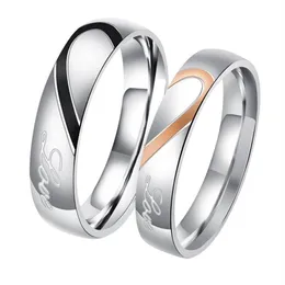 Couple Band Rings Heart-shaped Puzzle Titanium Steel Bugue for Men Women Valentine's Day Lovely Statement Designer Fine Ring 226R