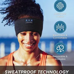 Esportes bluetooth bandana sweatband dormir fones de ouvido macio elástico confortável música sem fio máscara olho para dormir 231226