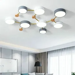 Lustres nórdicos de madeira teto lustre luz ac 220v led sala estar lâmpada para quarto crianças bebê crianças decoração decorativa