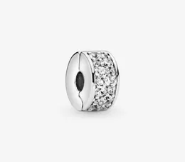 100 925 Sterling Silver Clear Clip Clip Fit Original European Charm Bracelet Women Wedding Clistergance Jewelry ACCE3742864