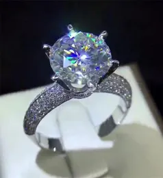 2021 nova chegada clássico seis garra moda jóias 925 prata esterlina corte redondo branco topázio pave cz diamante eternidade feminino weddi8227196