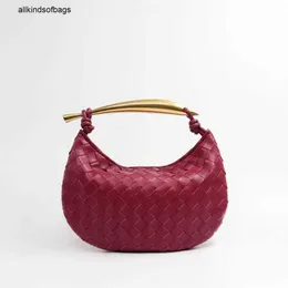 BottegaaVeneta Sardine Bag Heart Shaped Net Red Commuting Cross Body French Silver Woven Short Handle Portable Crescent