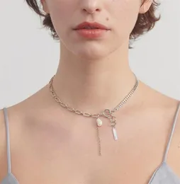 Ожерелье Justine Clenque Модельер, золото и серебро, двухцветный бриллиант, металлическая мозаика, жемчужная цепочка на ключицу T6EQ295P2059137