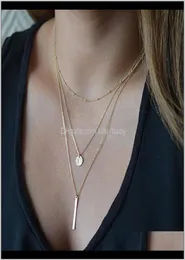 Europeo Semplice Multi Strato Nappe Bar Moneta Clavicola Catene Fascino Gioielli di moda da donna Colar One Direction 8Kapi Pendente Neckl5219713