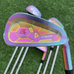 Golfklubbar mg itobori herrar järn set regnbågsfärg med stål/grafitaxel med headcovers 7 st (456789p) mjukt järn smidd