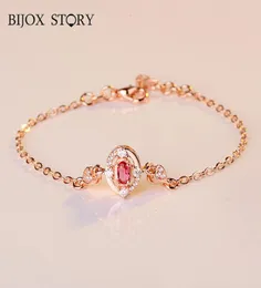 BIJOX STORY Bracelet en argent Sterling 925 à la mode, forme ovale, rubis, bijoux fins pour femmes, cadeau d'anniversaire de mariage, de fête, 2871787