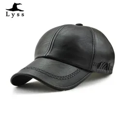 Zakłony kulkowe Regulowane PU skórzane czarne brązowe baseball solidny zewnętrzny dorosły męski czapka Wysokiej jakości ciepły zimowy snapback tata tato HA9244943