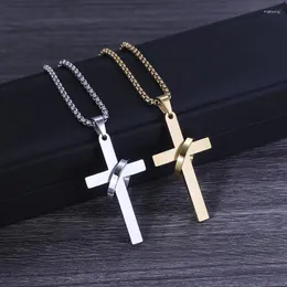 Pendant Necklaces Cross Stainless Steel For Men Necklace Jewelry Black Circle Border Niche Design Accessories Personality Wholesale