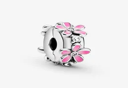 New Arrival 100 925 Sterling Silver Pink Daisy Flower Clip Charm Fit Original European Charm Bracelet Fashion Jewelry Accessories7662065