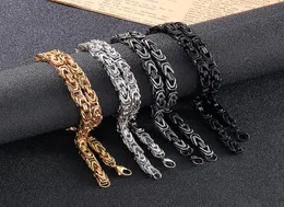 6mm 24 Inch Solid Knot Round Byzantine Link Chain Necklace for Women Men Stainless Steel Jewelry Silver Gold Black8999542