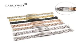 Carlywet 20mm 단단한 곡선 엔드 스크류 링크 GMT SUBMARINER OYSTER 스타일 T1906207996943 용 GRIDE LOCK CLASP Steel Watch Band Bracelet