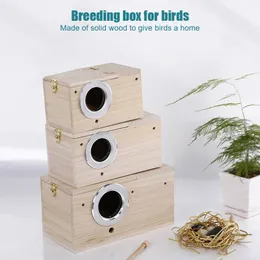 Wood Bird Belling Box Parakeet Nest Budgie Cage Pet House för Parrot Lovebirds Finch Supplies 231225