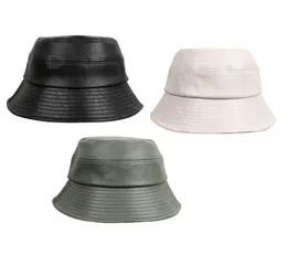 Sombrero de cubo de cuero de imitación unisex Protector solar de color sólido Gorra de pescador plegable F3MD Sombreros de ala ancha 5752096