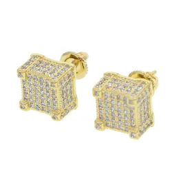 Boucle d'oreille géométrique micro pavé cz à visser pour fille femmes hommes garçon laboratoire diamant hiphop clair cz étincelle bling goujons à vis oreille je261q