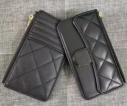 Ayna Kalitesi 10a Tasarımcı Siyah Cüzdan Gerçek Deri Lüks Kadın Çantalar Çantalar Çantalar Kat Kart Tutucu Fermuar Kadın Debriyaj Cüzdan Siyah Flip Caviar Çanta