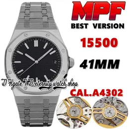 2022 MPF BF15500 MENS Titta på CAL 4302 MP4302 MIYOTA 9015 Modifierad 4302 Automatisk rostfritt fodral Svart textur Dial 316L Steel Bra2456