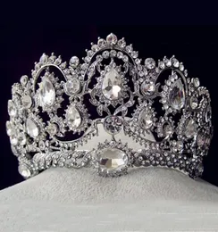 ヨーロッパのヴィンテージティアラスシルバーブライダルジュエリーQuinceanera Rhinestone Crystal Crowns Pageant Wedding Hair Accessories for Brides5734931