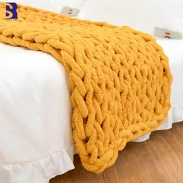 Cobertores SunnyRain 1 peça Cobertor de malha grosso de chenille grosso para camas Cobertores de malha lavável não galpão