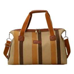 Casual Canvas Tas Grote Capaciteit Reizen Handtas Vrouwelijke Mode Streep Handbagage Draagtas Vrouwen Duffel Schoudertassen 231226