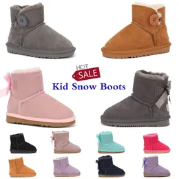 Оригинальные австралийские детские ботинки, дизайнерские мини-сапоги Uggskid, детская обувь для мальчиков и девочек, лунно-розовый, коричневый цвет на платформе, детские зимние зимние пинетки для малышей, молодежи