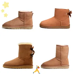 Hög Quatily Classic Mini Platform Snow Boots Winter Ankle Boots For Women Thick Bottom äkta läder Varma fluffiga stövlar med päls storlek 35-41