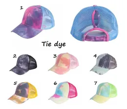 Шляпа с хвостиком Tiedye Бейсбольная кепка Messy Buns кепка Trucker Pony кепки унисекс Кепка с козырьком Папа Шляпа сетчатая летняя уличная Snapbacks2013096