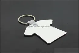 Keychains Modezubehör Ganz 100pcs DIY MDF Double Blank T -Shirt -Schlüsselkette Sublimation Holzring für Wärmepresstransfer JE1182319