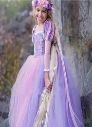 Tangled Princess Fluffy Dress Rapunzel Cosplay Costume For Evening Prom Party Gowns Children Long Dress For 410t Rollplay Girl C4751179