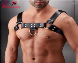 Fullyoung Harness Мужское нижнее белье для бондажа Gay Bondage Harness Мужчины Гей Готический пояс для тела Половина ремня Костюм Кожаная грудь Плечо12843084