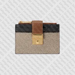 658228 Padlock Card Case Portfer Designer Women Canvas Monety Zamek Uchwyt monety z pudełkową torbą do kurzu221z