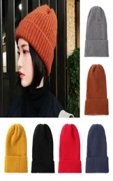 Beanieskull bonés inverno moda lã malha beanies boné feminino cor sólida chapéu macio engrossar quente malha cobertura slouchy bonnet skii9238922