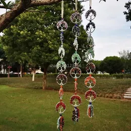 Hängen Yoga 7 Chakra Natural Stones Healing Crystals Tree of Life Wall Hanging Pendant Ornament Decoration For Good Luck Reiki Yoga Medit