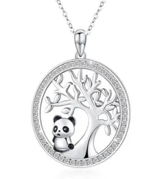 Collana da sposa in cristallo simpatico panda Collana con pendente albero della vita femminile vintage in oro rosa Collane a catena color argento per le donne3613333