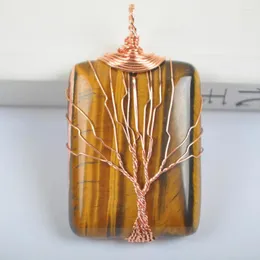 Collane con ciondolo Lucky Tigereye Gioielli fatti a mano con albero avvolto in filo metallico per regalo donna S642