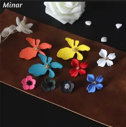 3size style الكورية لطيف الأبعاد الزهرة الأقراط الملونة البتلة.