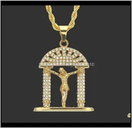 Halsketten Anhänger Strass Christus Jesus Anhänger Geometrisch HipHop Lange Halskette Unisex Mode Legierung Vergoldet Jewe3168087