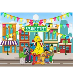 Susam Street Doğum Günü Partisi Temalı Pografi Zemin Renkli Bayraklar Elmo World Baby Çocuk Çocuklar Po Booth Arka Plan8534904