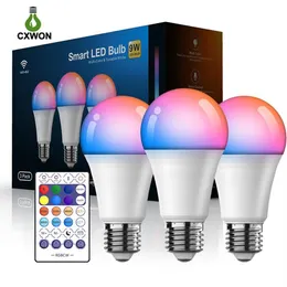 Smarta glödlampor Gruppkontroll E27 B22 800LM Färg Byt RGBCW LED -glödlampa fungerar med Alexa Google Home2269