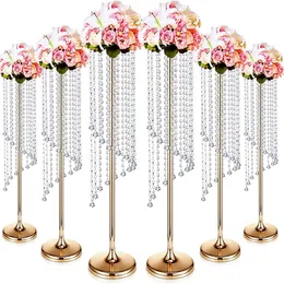 Decoration 50cm to 120cm tall)Crystal Gold Vase Wedding Centerpiece Table Decorations Metal Flower Holder Stand Wedding Road Crystal Flower V