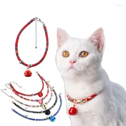 Dog Collars Cat Bell Collar Vintage Style Kitten Retractable Japanese Wind Bohemian Pet Supplies