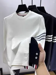 Męskie koszule Trend marki Trzy Sweter Sweter Sweter 2023 Wiosna jesień dwustronna niemiecka aksamitna koszulka mody Hem Split