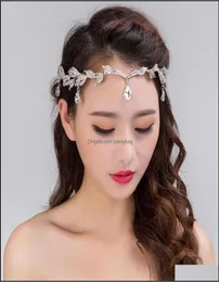 Tiaras Jewelrycrystal 신부 Tiara 웨딩 크라운 크라운 헤드 밴드 신부 들러리 머리 쥬얼리 aessory 모조 다이나 스톤 워터 드롭 잎 드롭 드롭 1077936