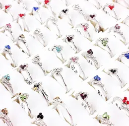 Qianbei 50 pçs / conjunto inteiro lotes mistos brilhantes cristal strass anéis criança crianças noivado casamento nupcial anel de dedo jóias232v4185136