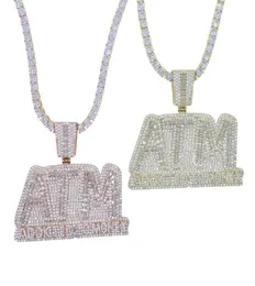 Цепи 2021 Прибытие Iced Out Bling CZ Буквы ATM Пристрастие к деньгам Ожерелье с подвеской 5A Кубический циркон Хип-хоп Теннисная цепочка Ювелирные изделия6405285