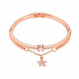 Charme Pulseiras Bangle Designer Pulseiras Van Clover Pulseira 18k Ouro Amor Bangle Pingente Espumante Cristal Diamante Festa Jóias